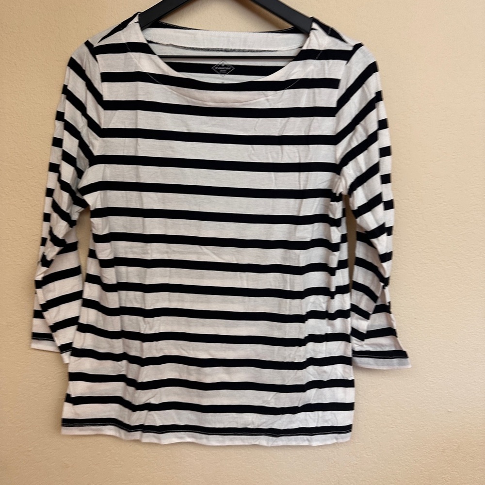 St. John's Bay Black and White Striped Long Sleeve Tee